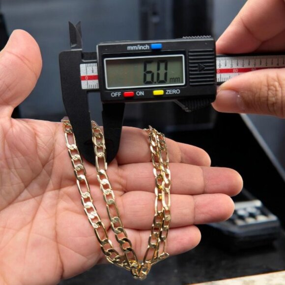 14k Gold Plated Figaro Link Chain Necklace Stylish Unisex Jewelry 18 Inc 6mm - Picture 3 of 3